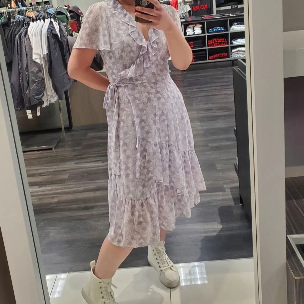 MICHAEL Michael Kors Lilac Floral Wrap Dress M